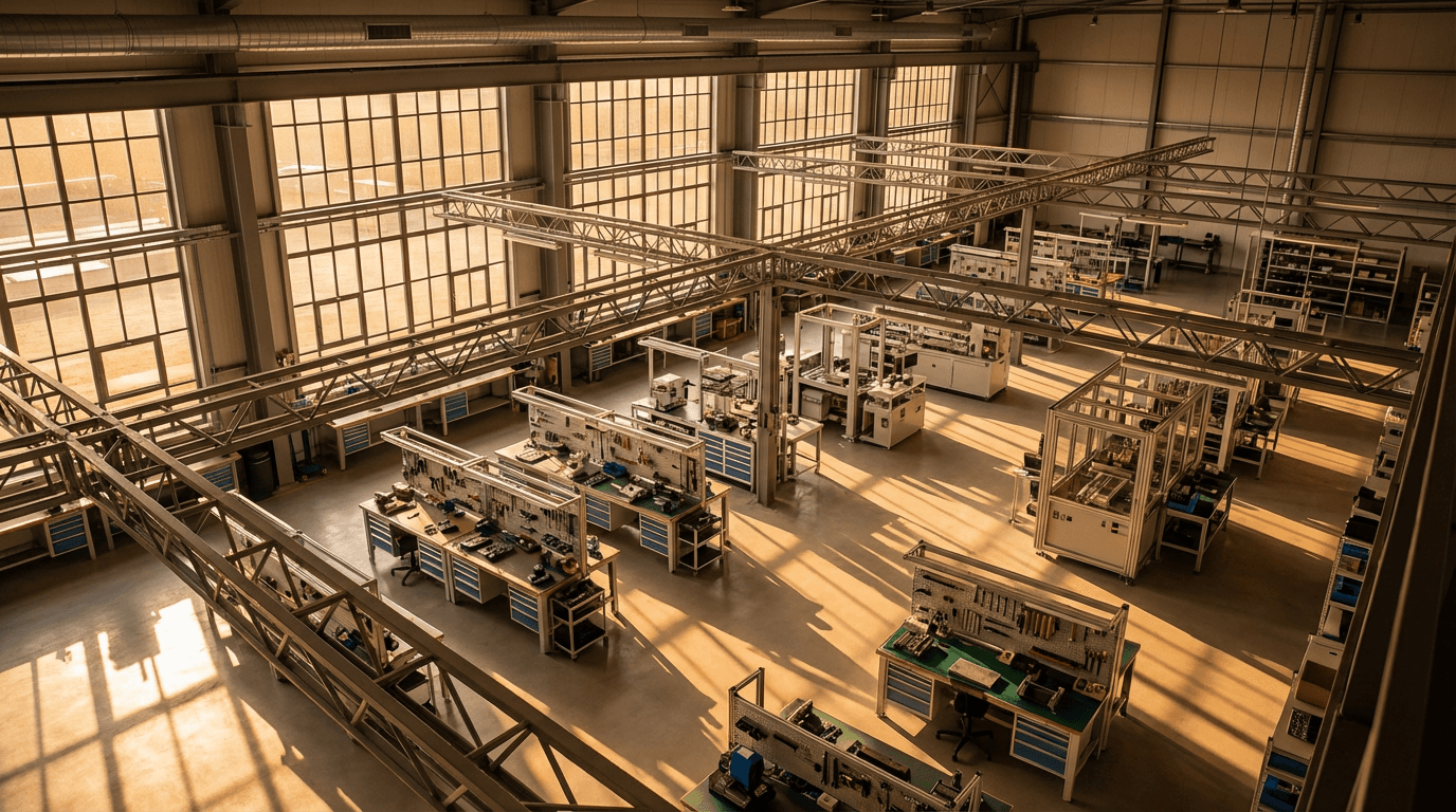 Workers assembling a portable dance floor